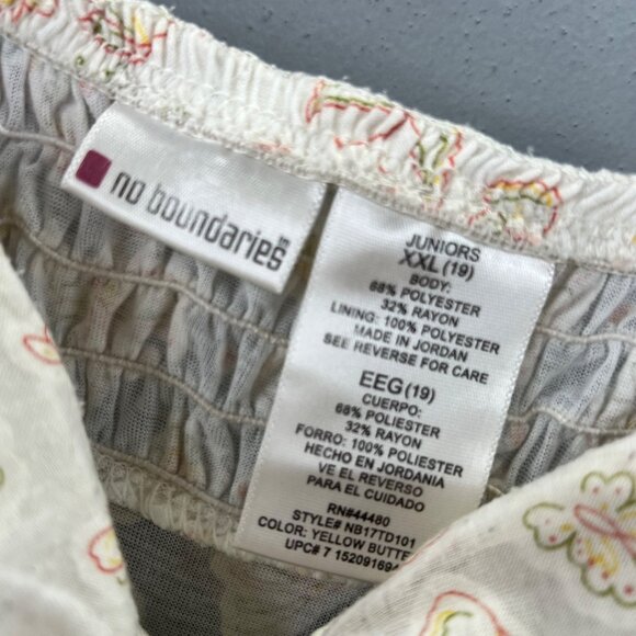 Vintage Y2K No Boundaries Tank Babydoll Top XXL Cream Butterfly Print Padded - Picture 5 of 7